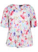 Gebloemde blouse met plooien, White/MultiFlowerAOP, Packshot image number 0