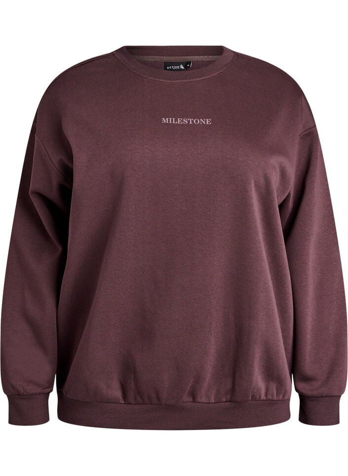 Sweatshirt met statementdetail, Bruin, Packshot image number 0