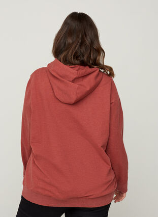 Sweatshirt met capuchon en print, Burnt Henna Mel. , Model image number 1