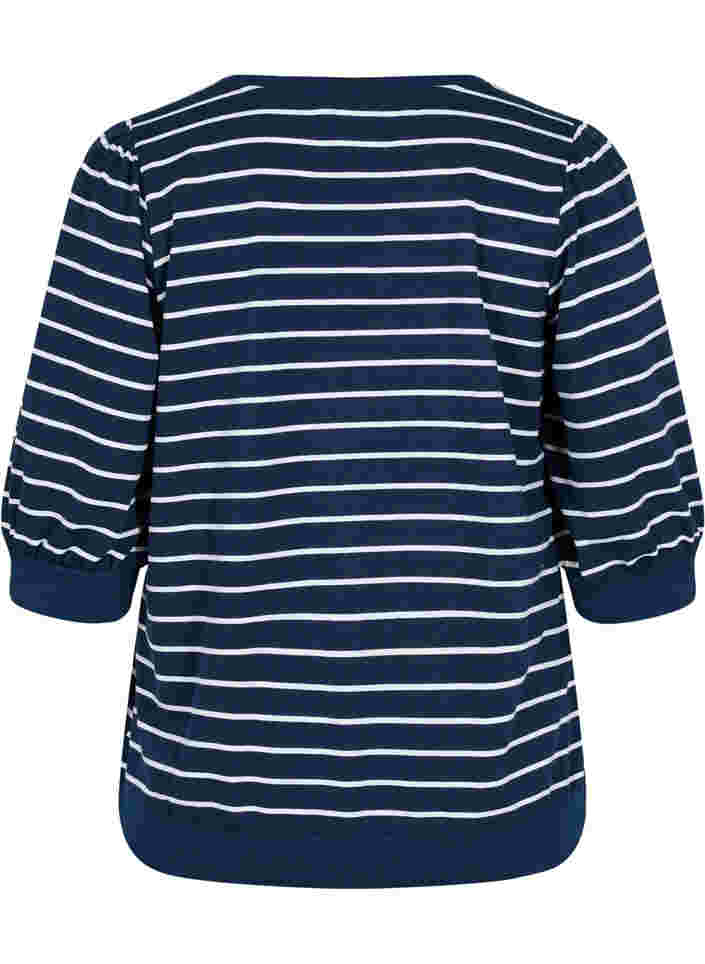 Sweatshirt met ronde hals en 3/4 mouwen, Black Iris w White, Packshot image number 1