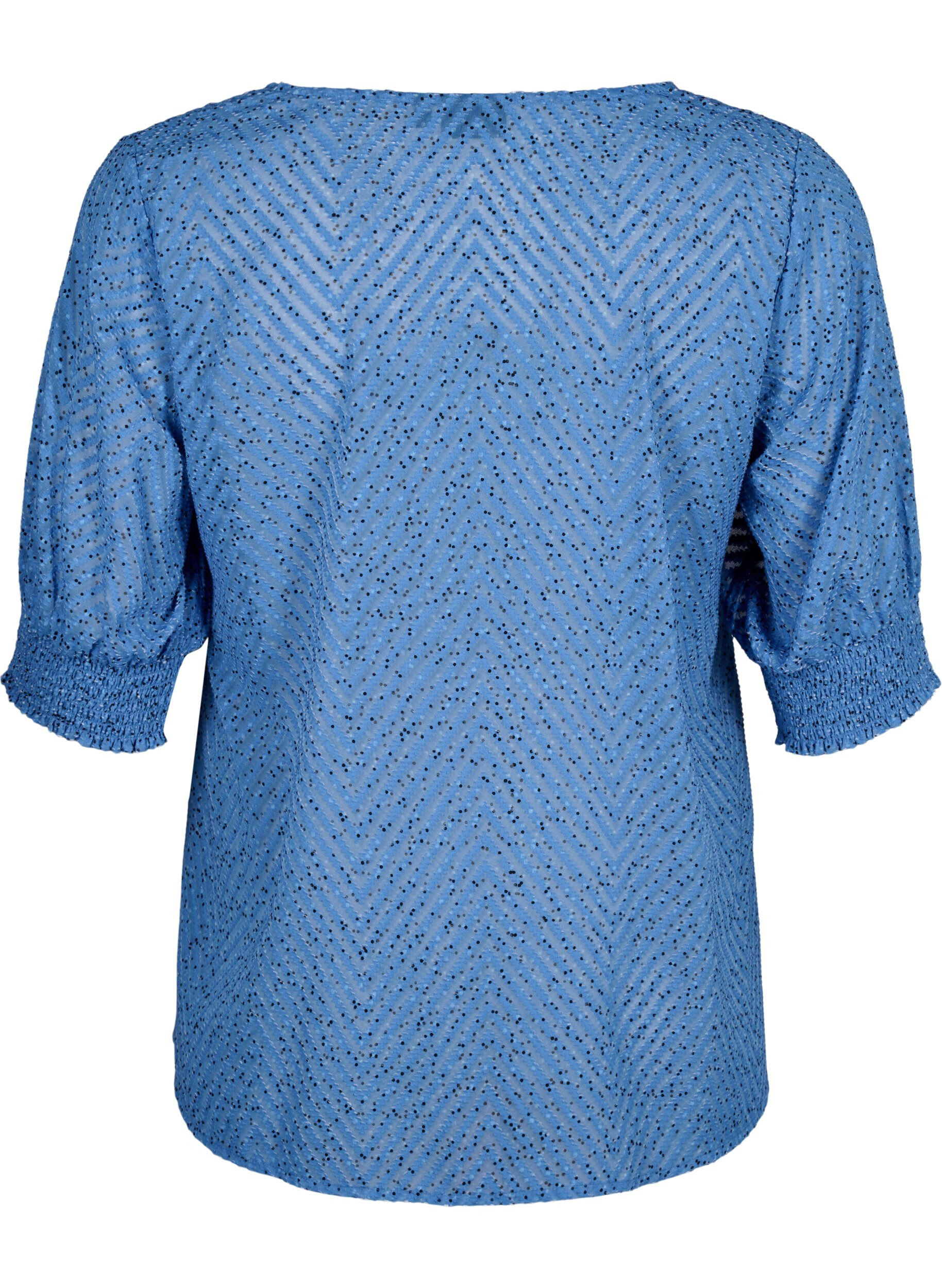 Zizzi Gestippelde blouse met 1/2 mouwen, Riverside Dot, Packshot image number 1