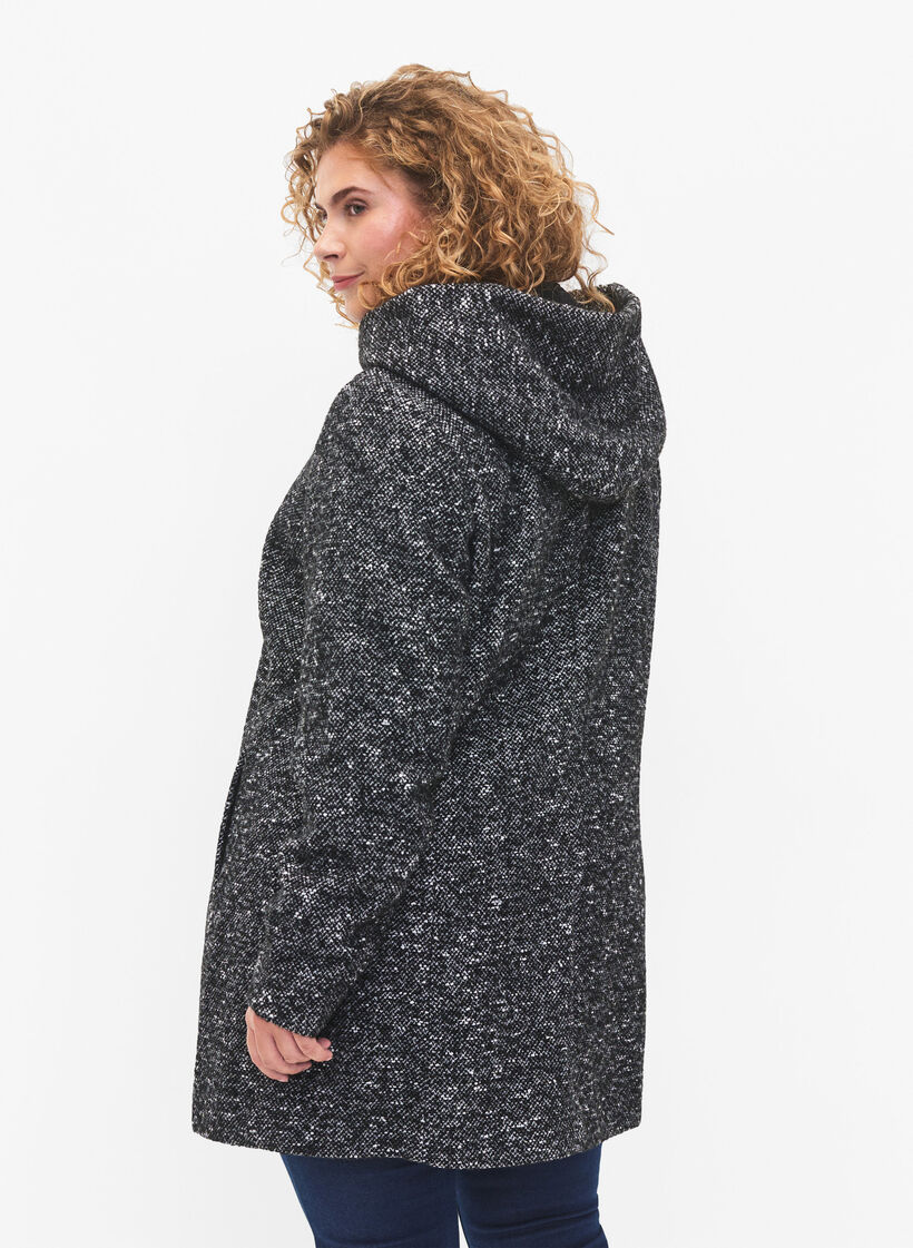 Bouclé jas met wol, Black Mel., Model image number 1