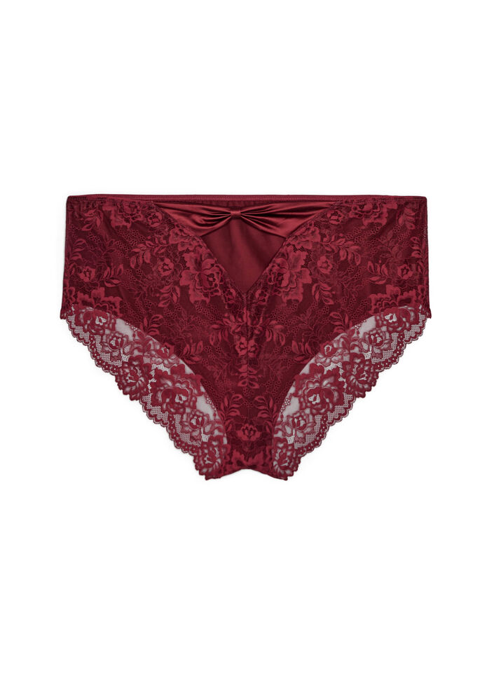 Panties met kant en een strikdetail aan de achterkant, Donker Bordeaux, Packshot image number 1