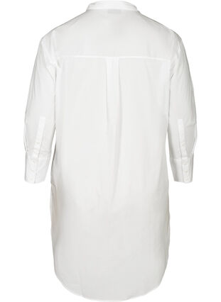 Lange katoenen blouse met borstzakje, Bright White, Packshot image number 1