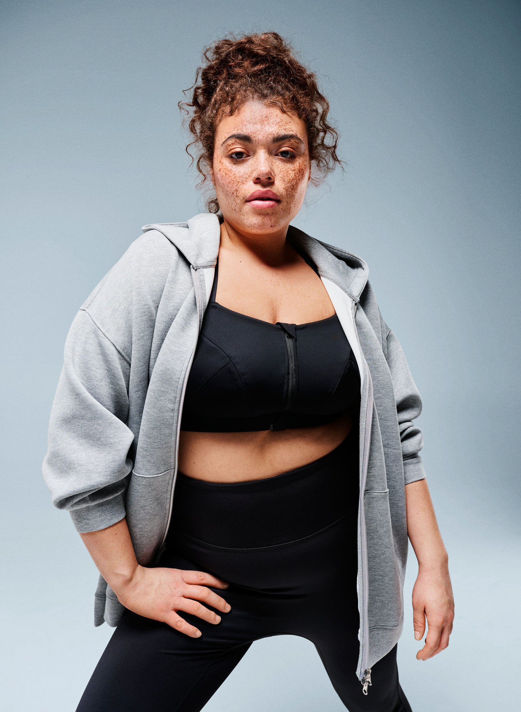 Scuba-hoodie met rits en zakken