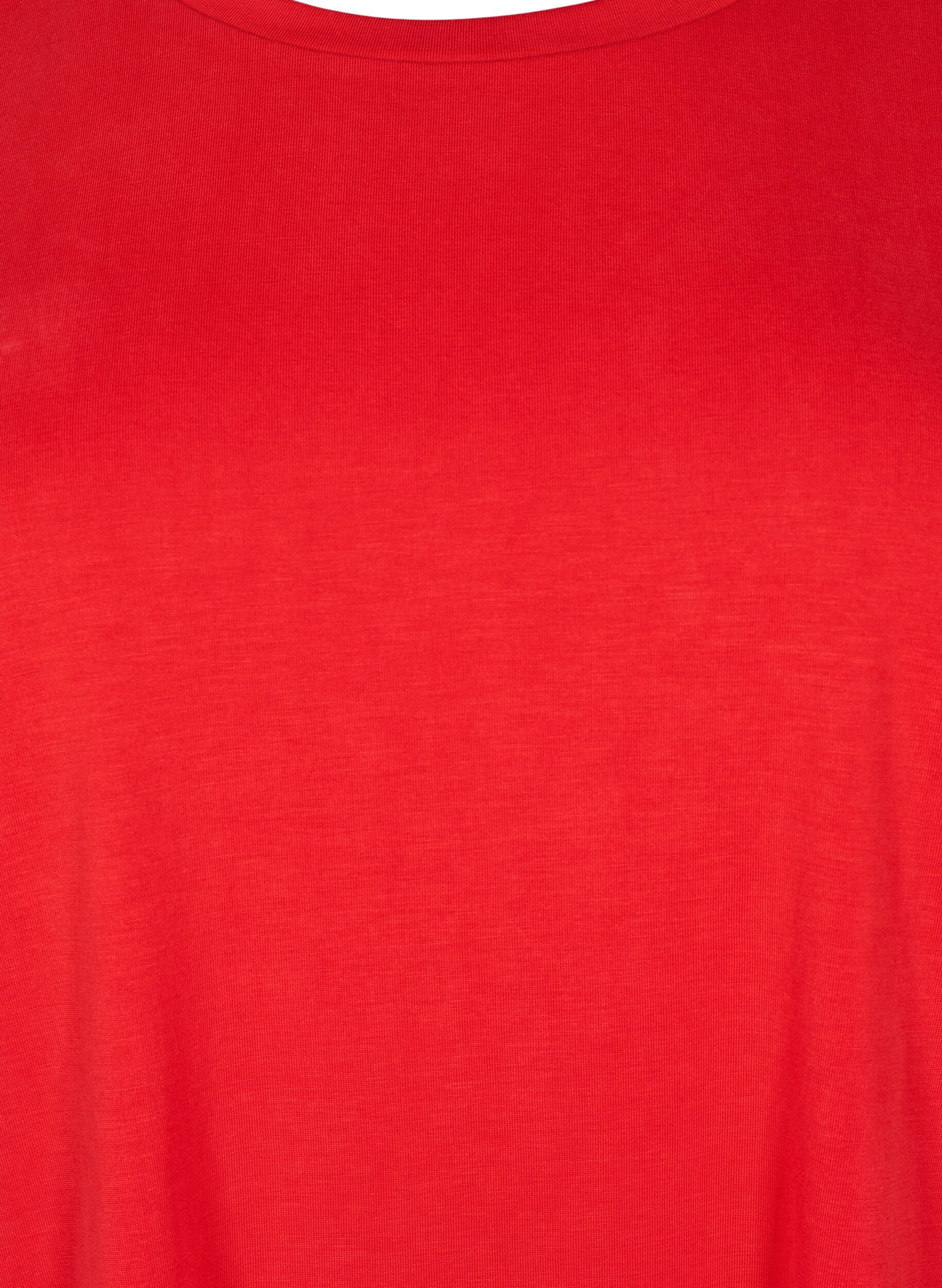 Zizzi T-shirt van Tencel &trade; Modal met ronde hals, Rood, Packshot image number 2