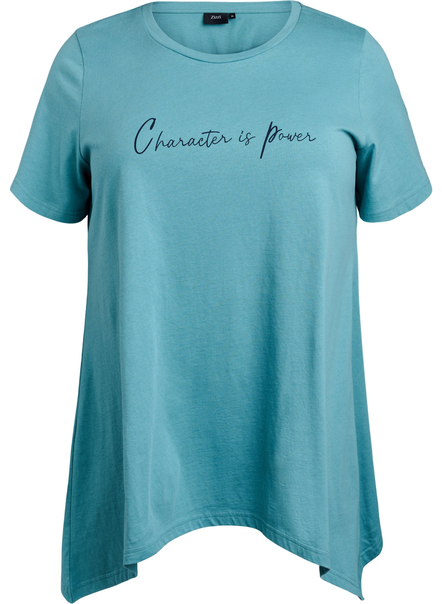 Zizzi T-shirt met ronde hals en A-lijn vorm, Groen, Packshot image number 0