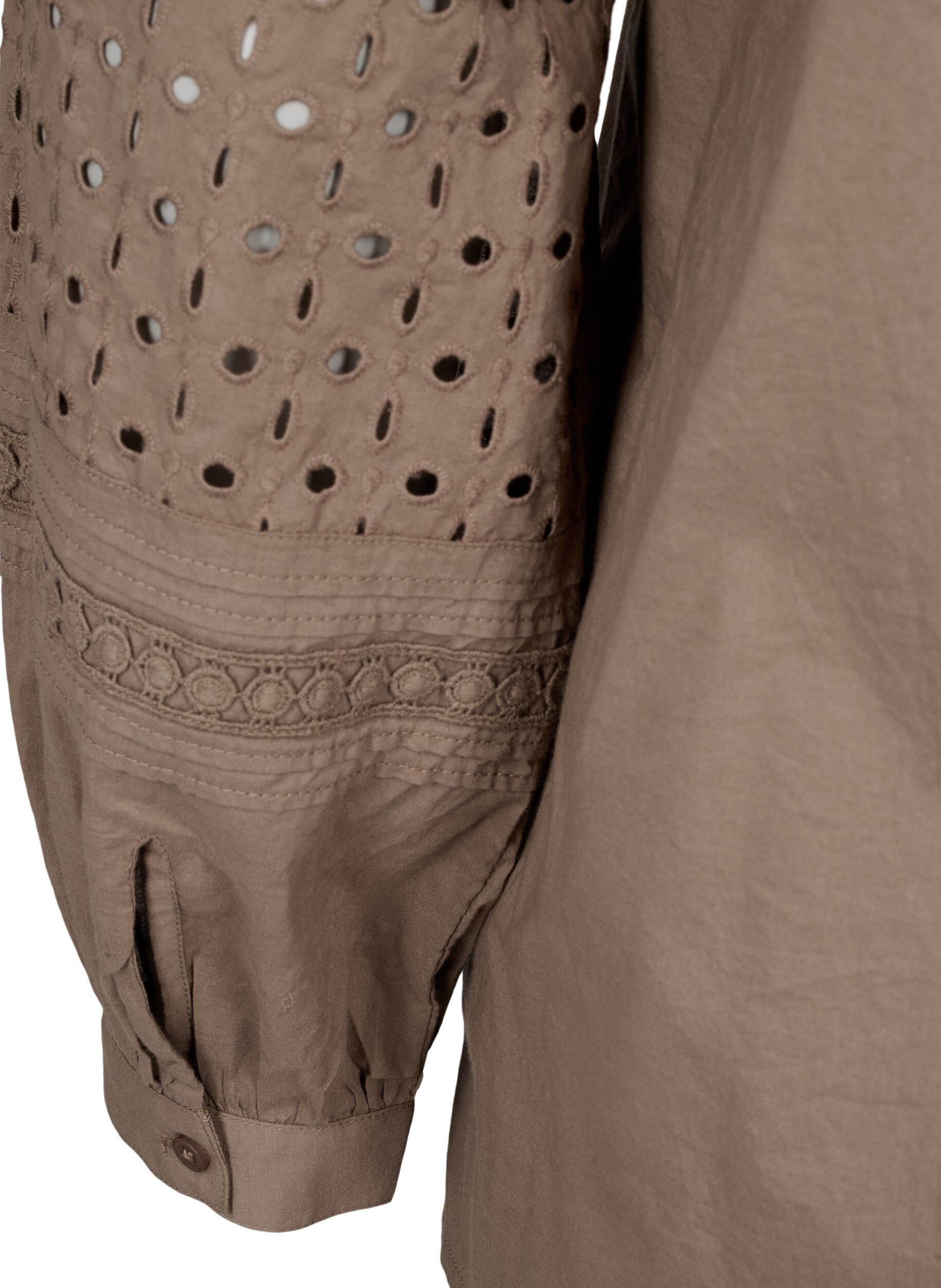 Zizzi Blouse met lange mouwen en decoratieve details, Caribou, Packshot image number 3