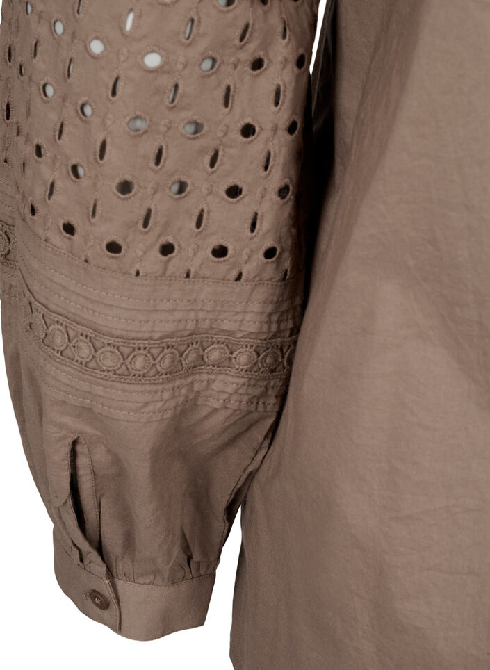 Blouse met lange mouwen en decoratieve details, Caribou, Packshot image number 3