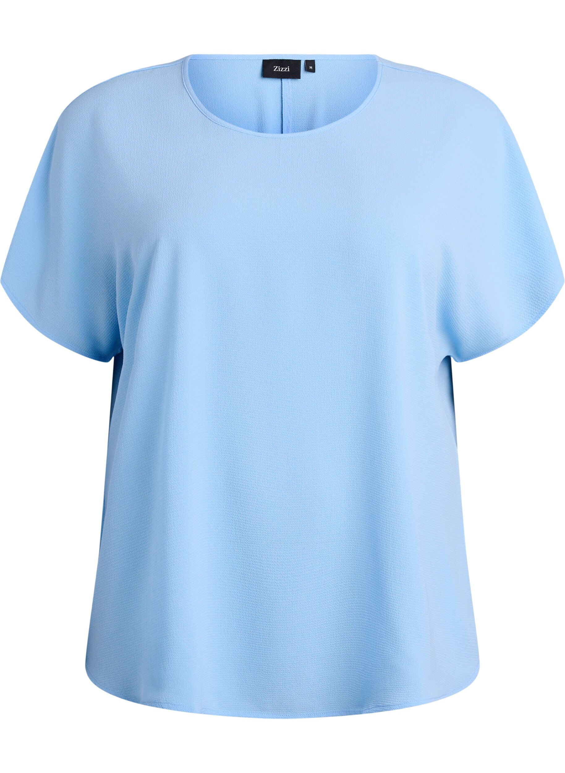 Zizzi Blouse met korte mouwen en een ronde halslijn, Blauw, Packshot image number 0