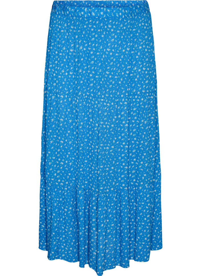 Lange rok met elastiek in de taille, Blauw, Packshot image number 0
