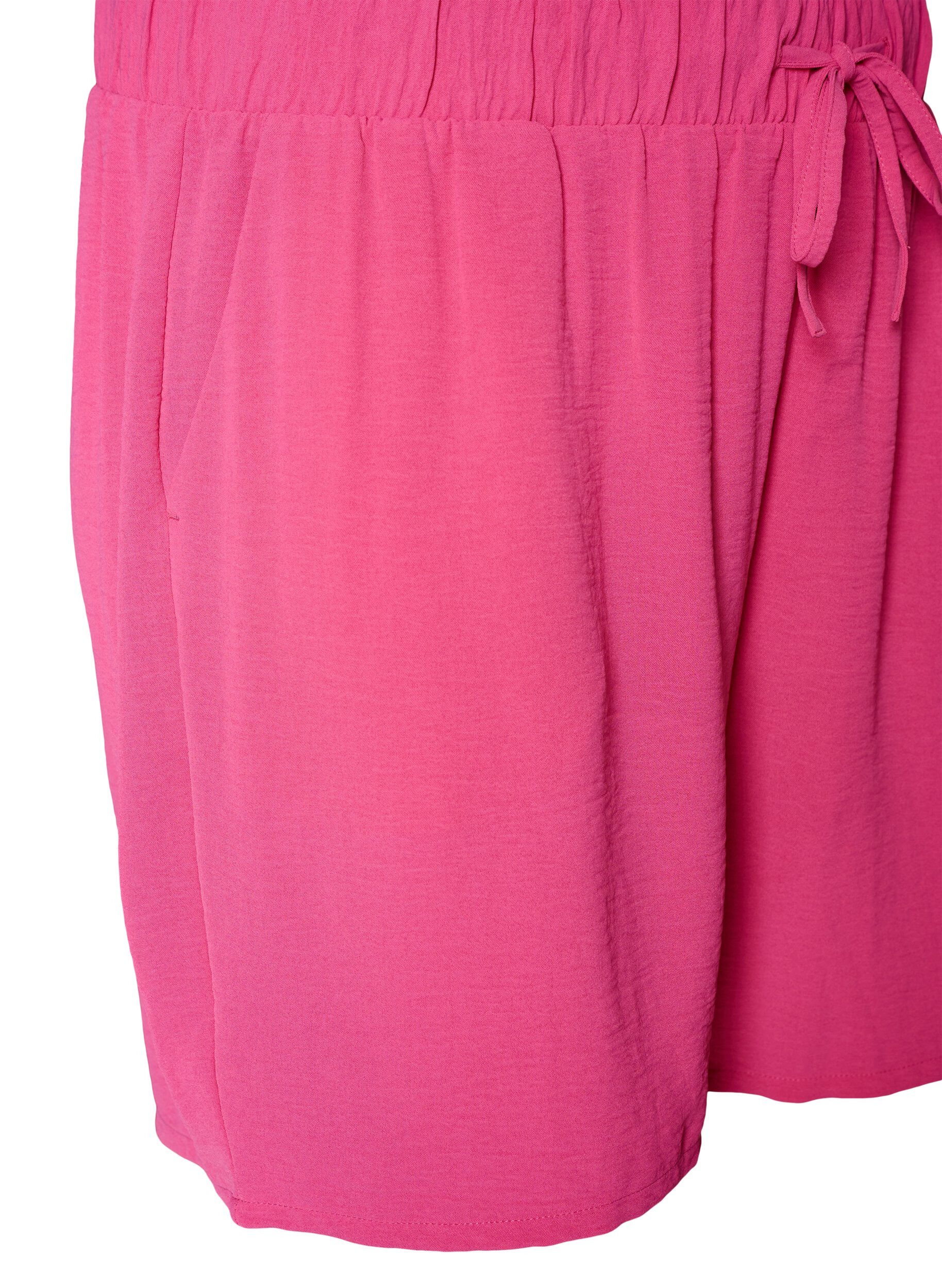 ZizziKorte broek met zakken en elastische tailleband, Roze, Packshot image number 2