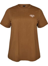 Katoenen T-shirt met print, Bruin