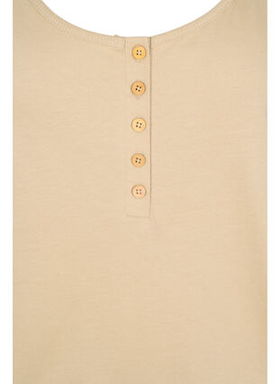 Katoenen top met elastiek in de onderkant en effen kleur, Humus, Packshot image number 2