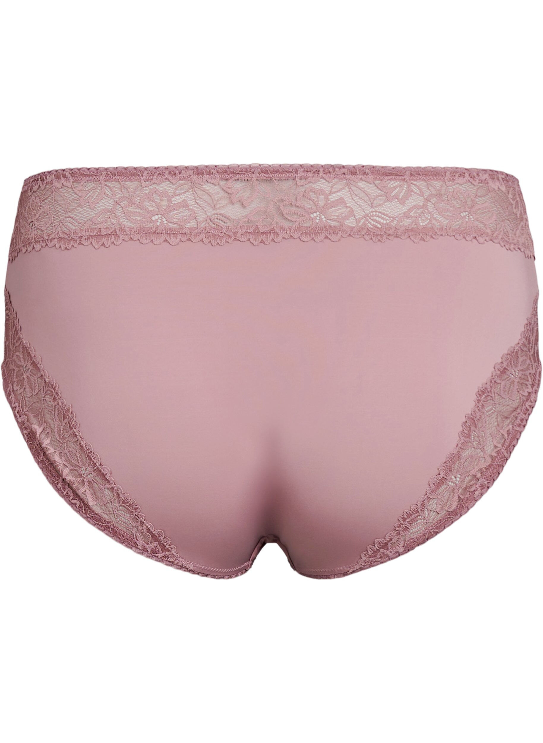Zizzi Microfiber panties met kanten details, Roze, Packshot image number 1