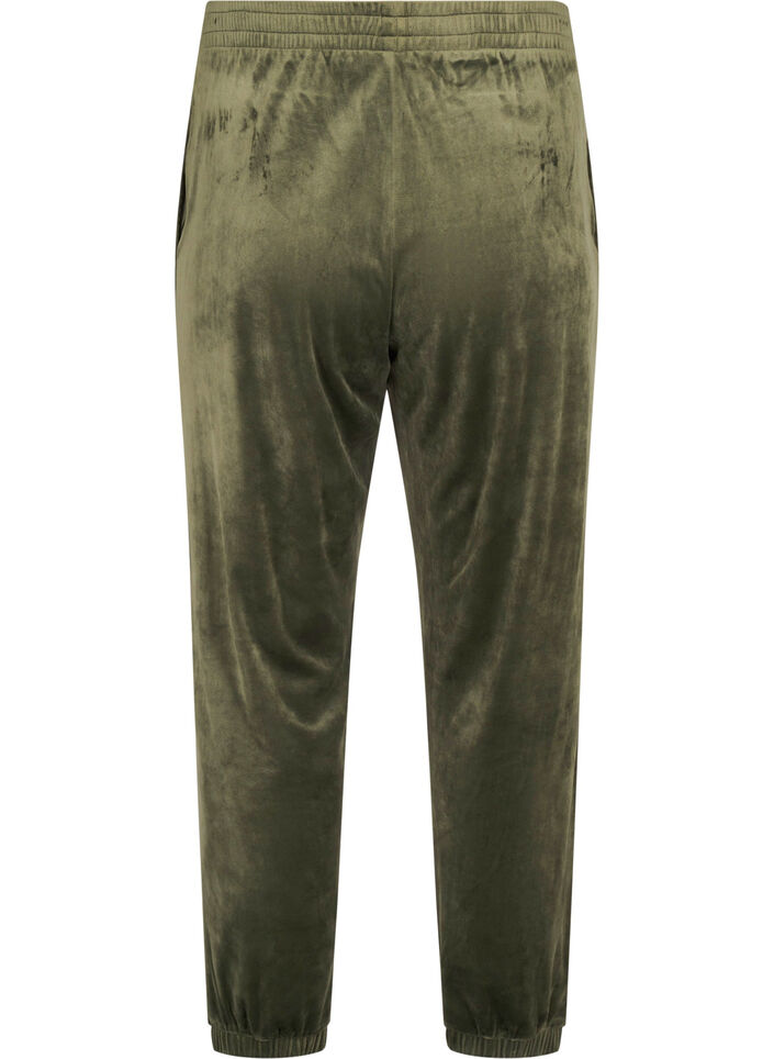 Losvallende fluwelen broek, Groen, Packshot image number 1
