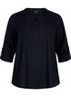 Blouse van katoen met v-hals, Black, Packshot image number 0
