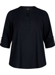 Blouse van katoen met v-hals, Black