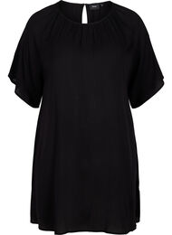 Jurk van viscose met korte mouwen, Black