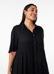 Midi shirtjurk met korte mouwen, Black, Model image number 2