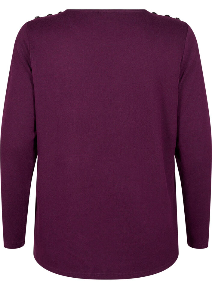 Blouse met decoratieve knopen, Paars, Packshot image number 1