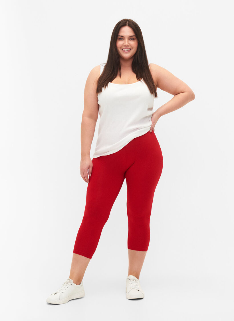 Basic 3/4 legging in viscose, Rood, Model image number 1