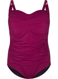 Gewatteerd badpak met draperie, Rood