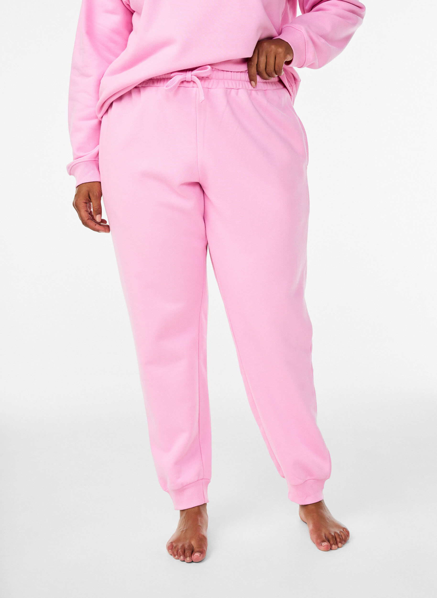 Zizzi Sweatpants met hoge taille, Roze, Model image number 2