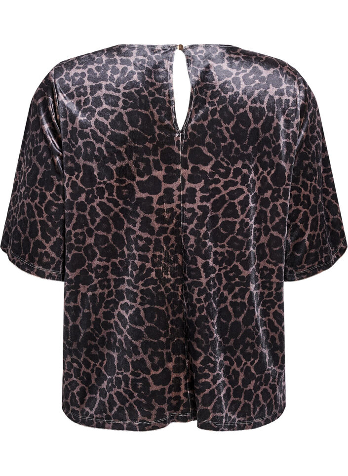 Velourt-shirt met korte mouwen, Bruin, Packshot