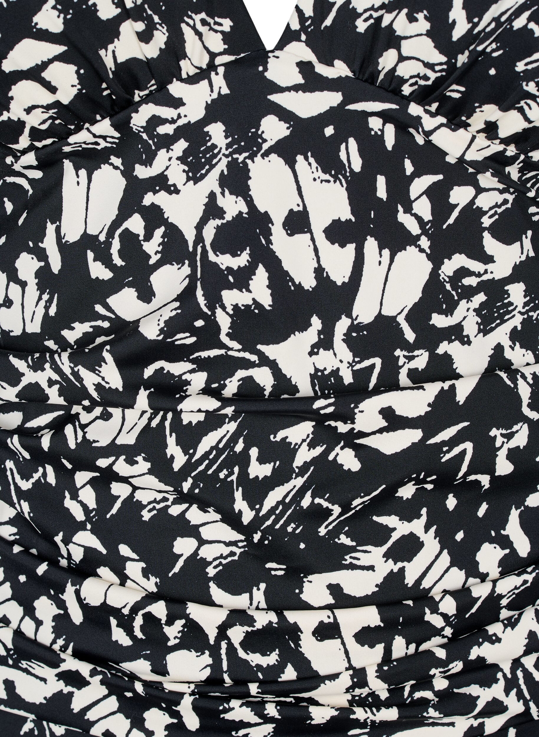 Zizzi Patroon badpak met diepe V-hals, Zwart, Packshot image number 2