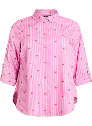 Shirt blouse met strepen en hartjes, Roze