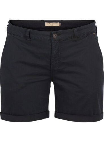 Regular shorts in katoen, Black, Packshot image number 0