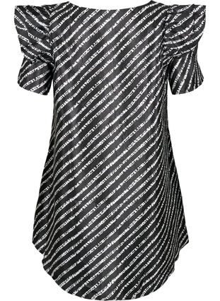 Gestreepte tuniek met franjes, Black/White Stripes, Packshot image number 1