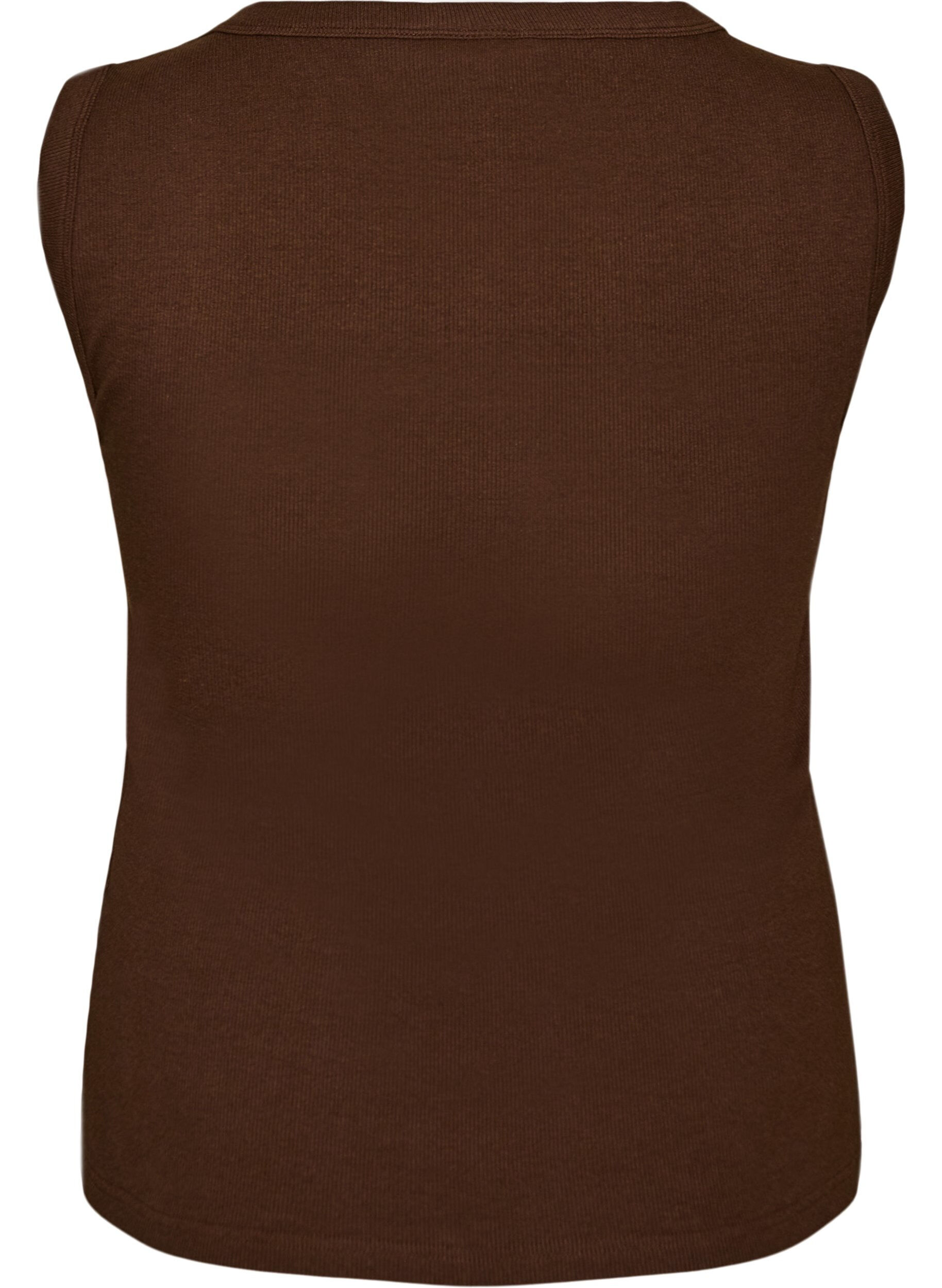 ZizziRib top met vierkante halslijn, Bruin, Packshot image number 1