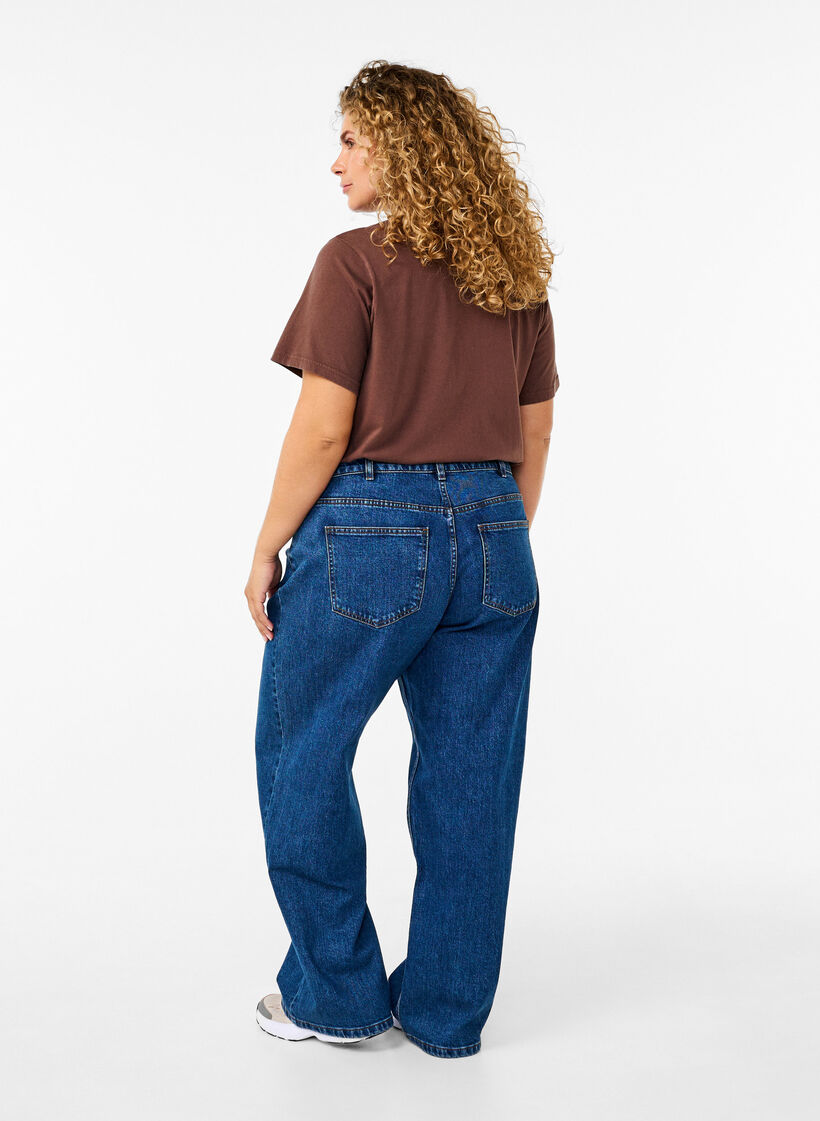 Wide-leg jeans met hoge taille, Blauw, Model image number 1
