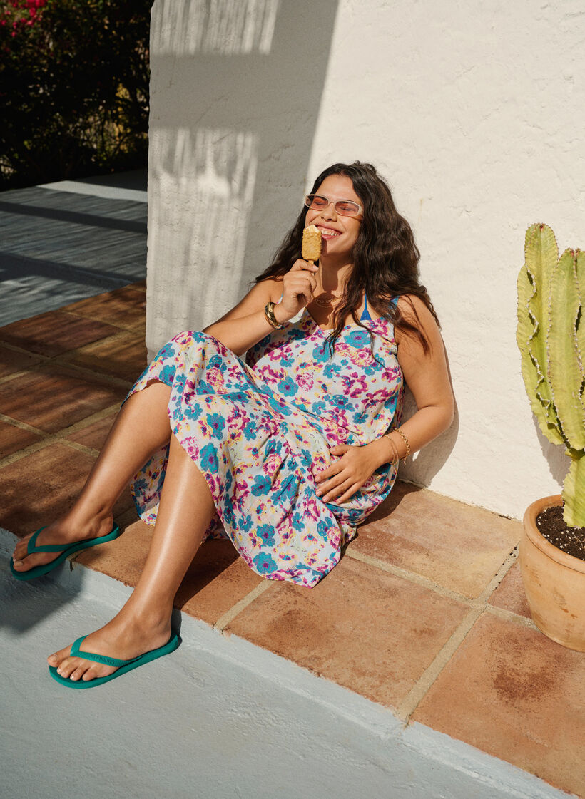 Viscose zomerjurk met bandjes, Multi Flower AOP, Image image number 0