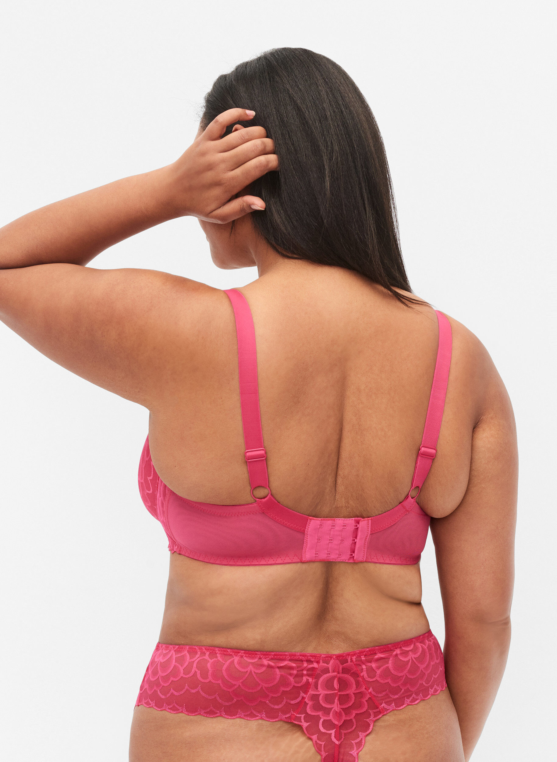 Zizzi Beha met beugel en kant, Roze, Model image number 1