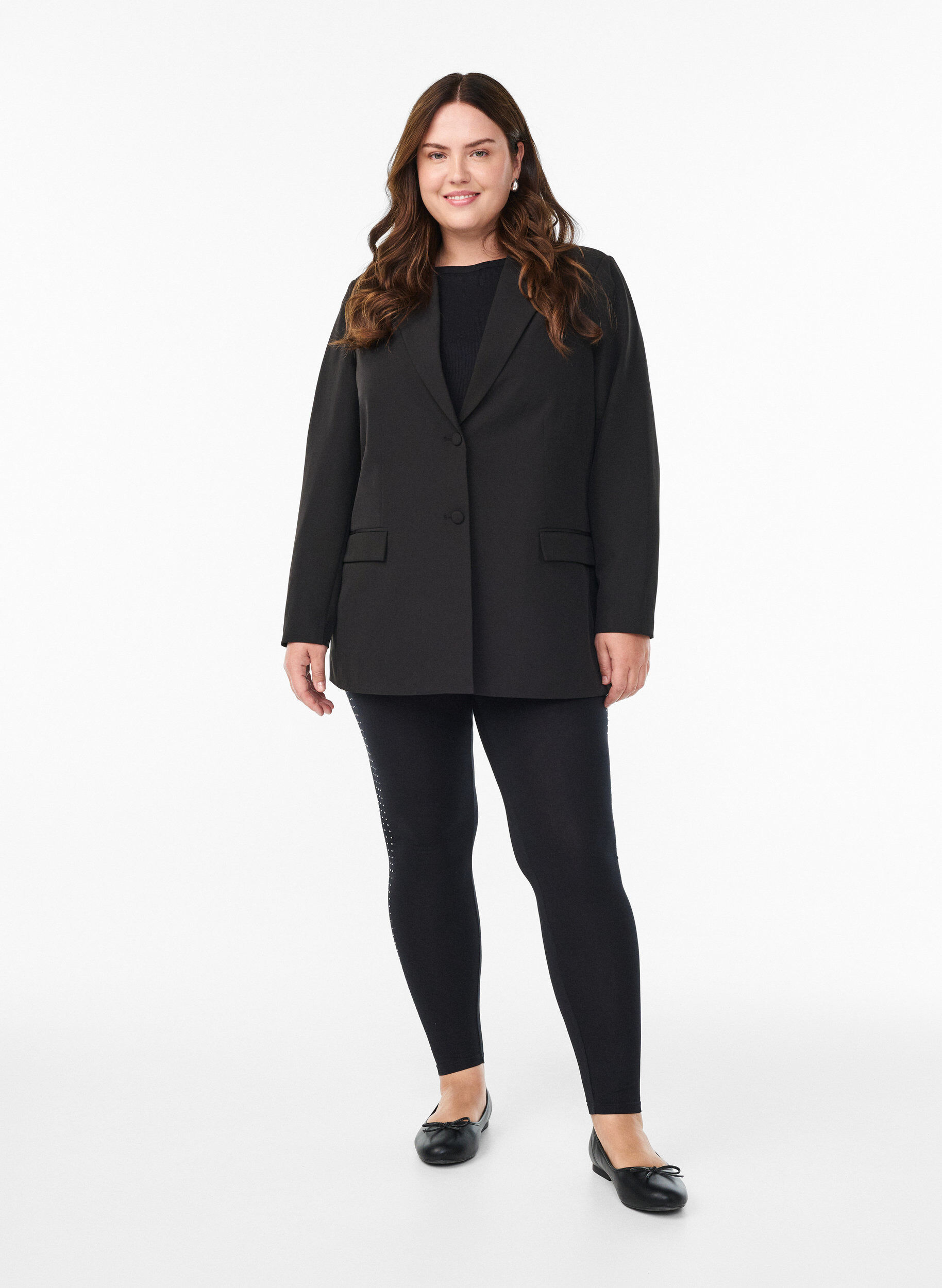 Zizzi Legging met strassdetail, Zwart, Model image number 1