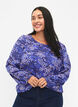 FLASH - Blouse met lange mouwen, smok en print, Dazzling Blue AOP, Model image number 0