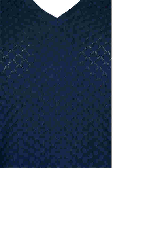 Gebreide top met patroon en v-halslijn, Navy Blazer, Packshot image number 2