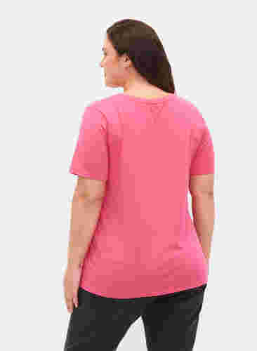Basic t-shirt in effen kleur met katoen, Hot Pink, Model image number 1