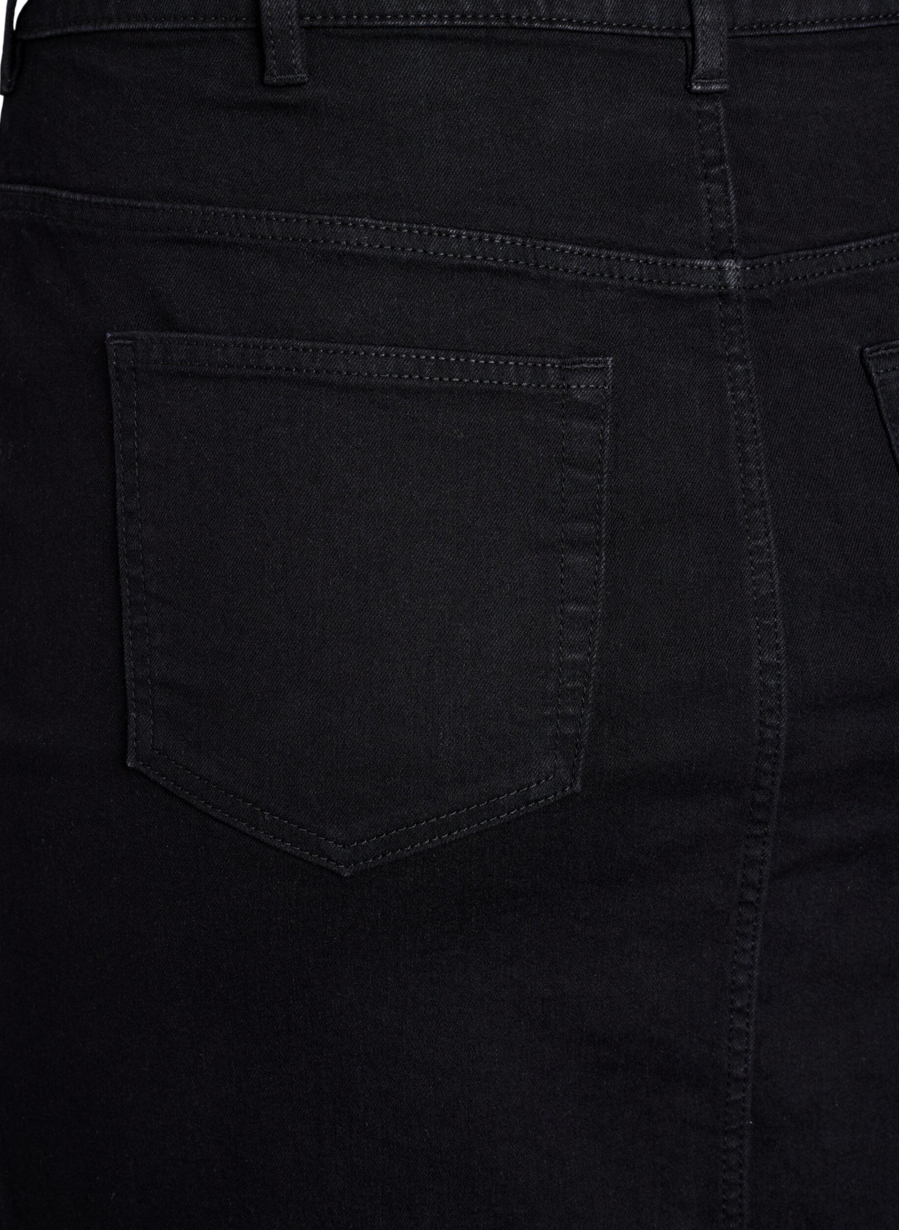 Zizzi FLASH - Nauwsluitende denim rok, Zwart, Packshot image number 3