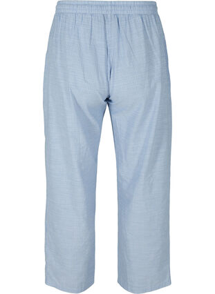 Losse katoenen pyjama-broek met strepen, White/Blue Stripe, Packshot image number 1