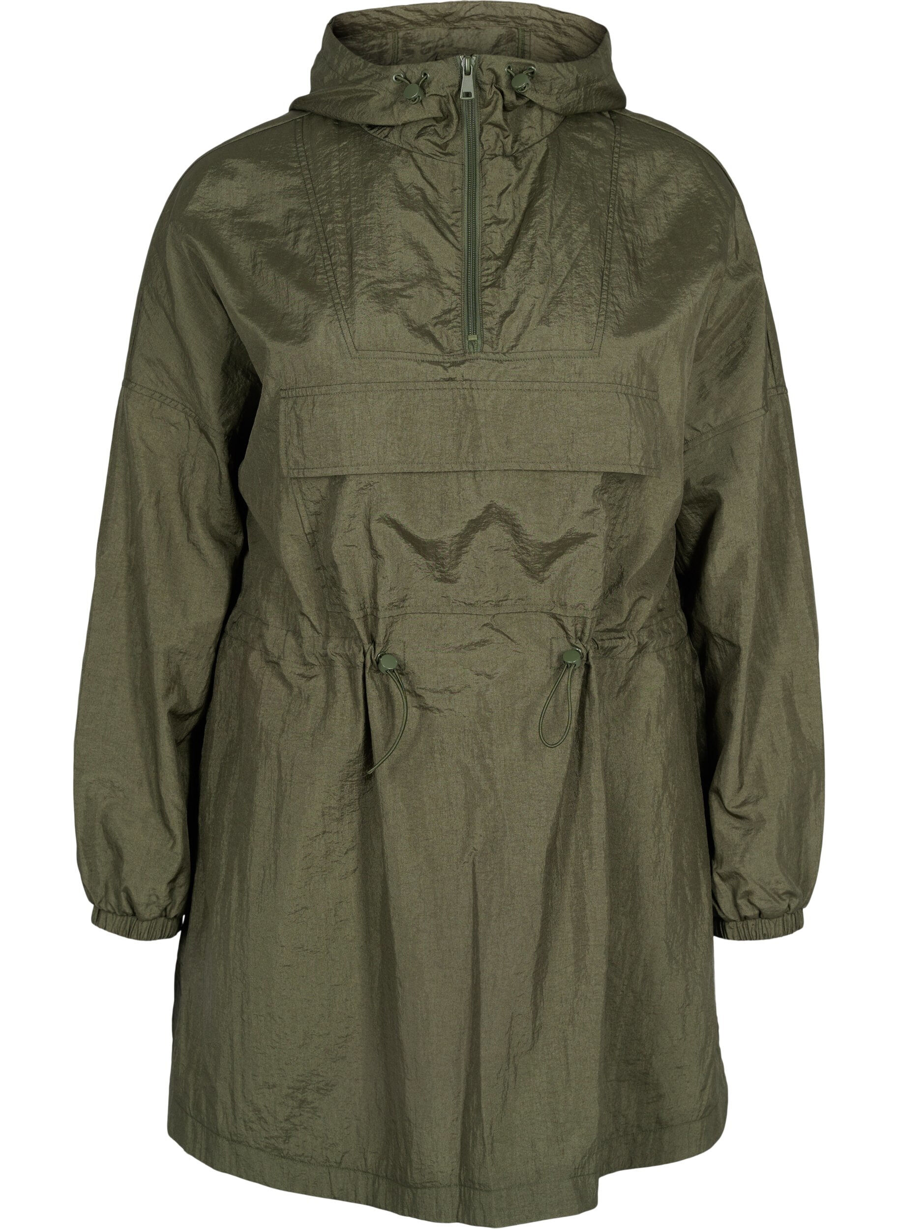 Zizzi Lange anorak met capuchon en zak, Grape Leaf, Packshot image number 0