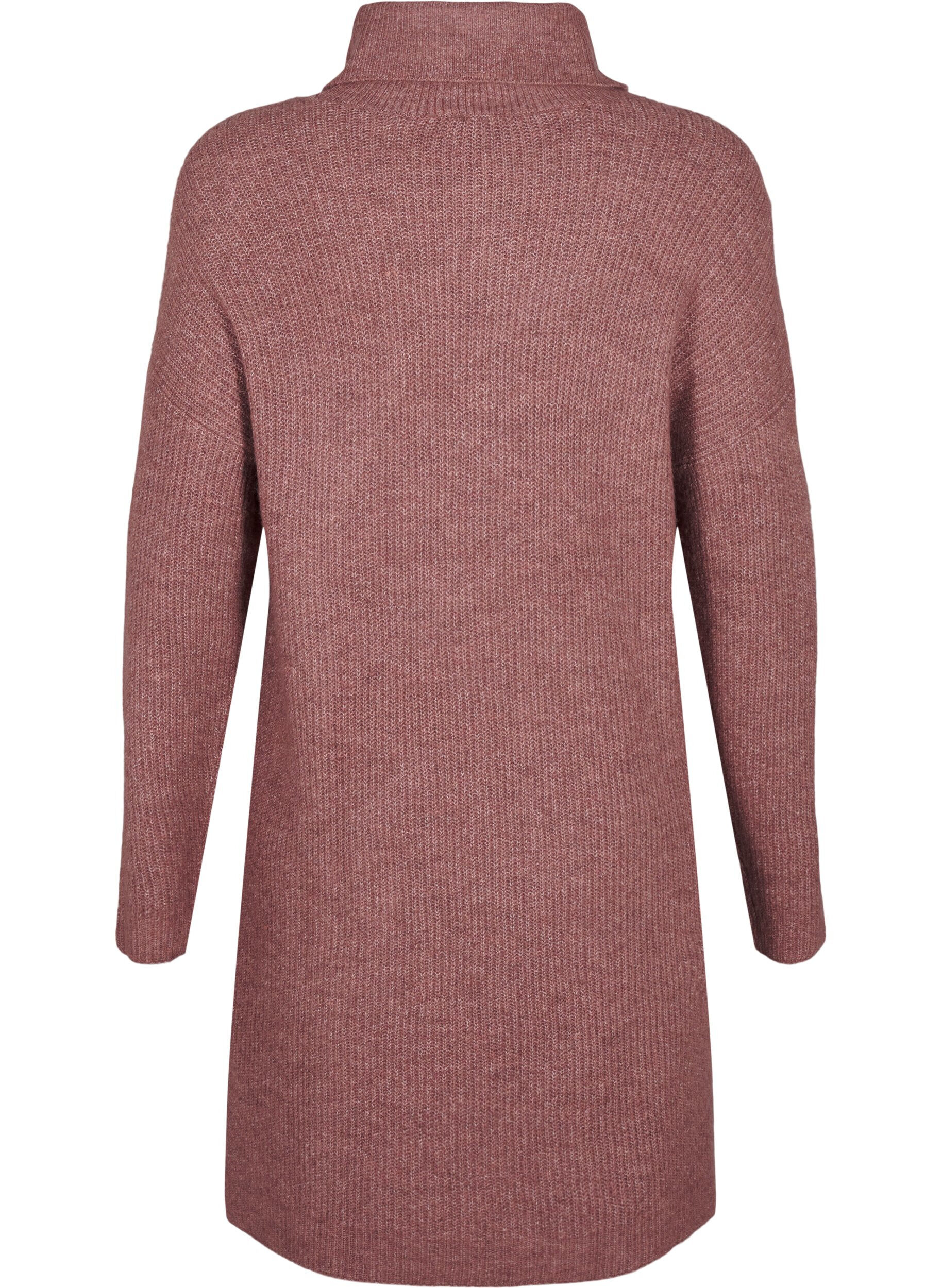 Zizzi FLASH - Gebreide jurk met col, Rood, Packshot image number 1