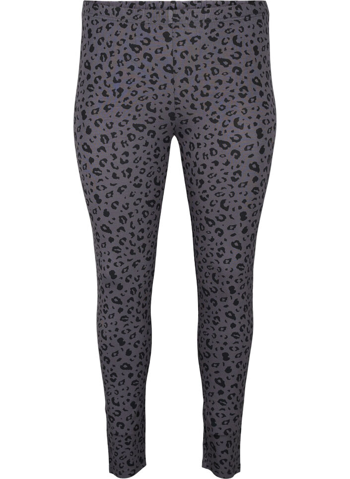 Viscose leggings met luipaardprint, Grijs, Packshot image number 0