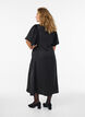 Midi-jurk met jacquard en paisleypatroon en vleugelmouwen, Zwart, Model image number 1