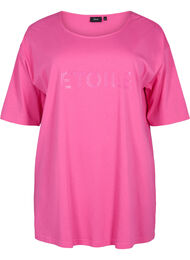 Oversized katoenen t-shirt met print, Shocking Pink ÉTOILÉ