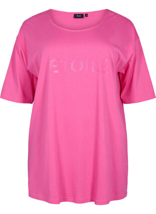 Oversized katoenen t-shirt met print, Shocking Pink ÉTOILÉ, Packshot image number 0