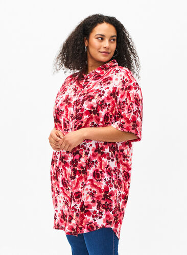 Lang shirt met all-over print, Pink AOP Flower, Model image number 0